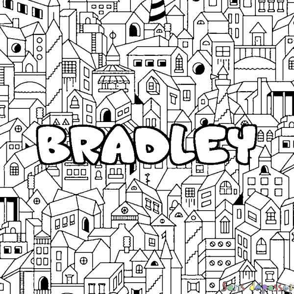 Coloriage prénom BRADLEY - d&eacute;cor Ville
