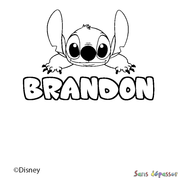 Coloriage pr&eacute;nom BRANDON - d&eacute;cor Stitch