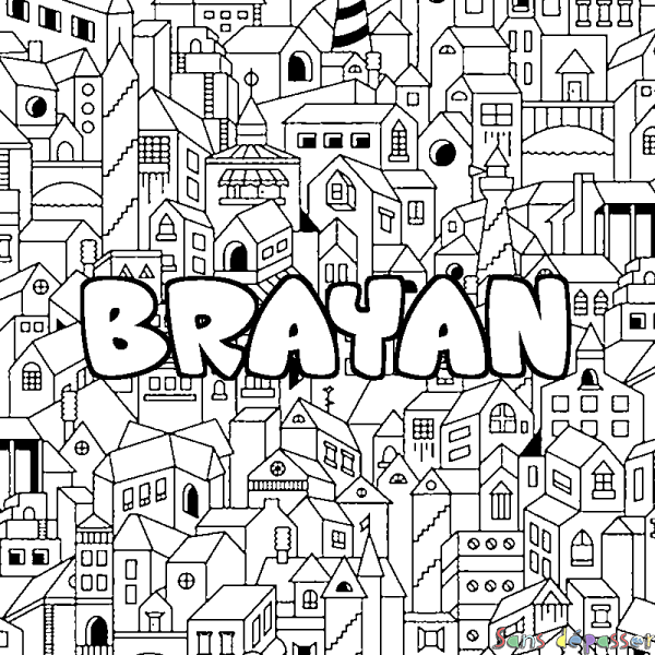 Coloriage prénom BRAYAN - d&eacute;cor Ville