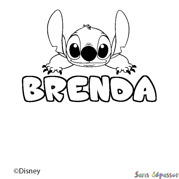 Coloriage pr&eacute;nom BRENDA - d&eacute;cor Stitch
