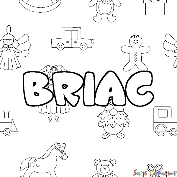 Coloriage prénom BRIAC - d&eacute;cor Jouets