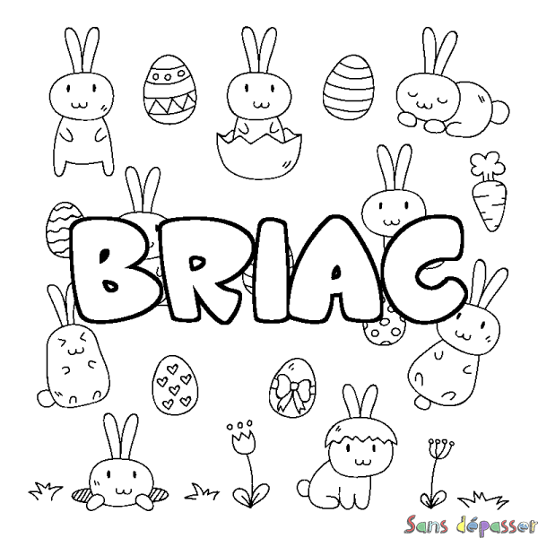 Coloriage prénom BRIAC - d&eacute;cor Paques