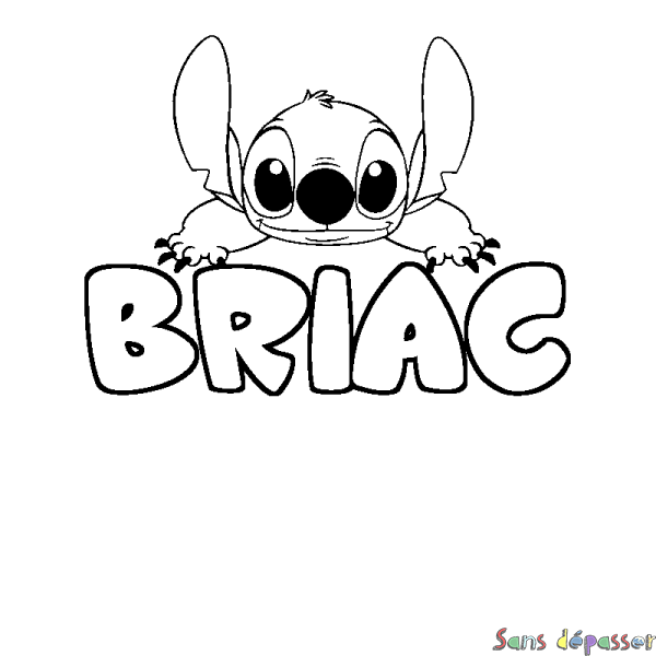 Coloriage prénom BRIAC - d&eacute;cor Stitch