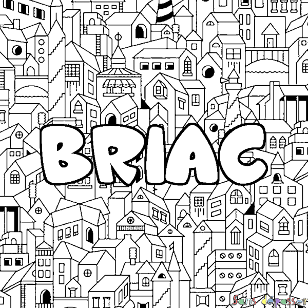 Coloriage prénom BRIAC - d&eacute;cor Ville