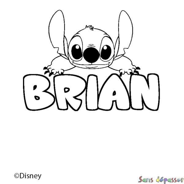 Coloriage pr&eacute;nom BRIAN - d&eacute;cor Stitch