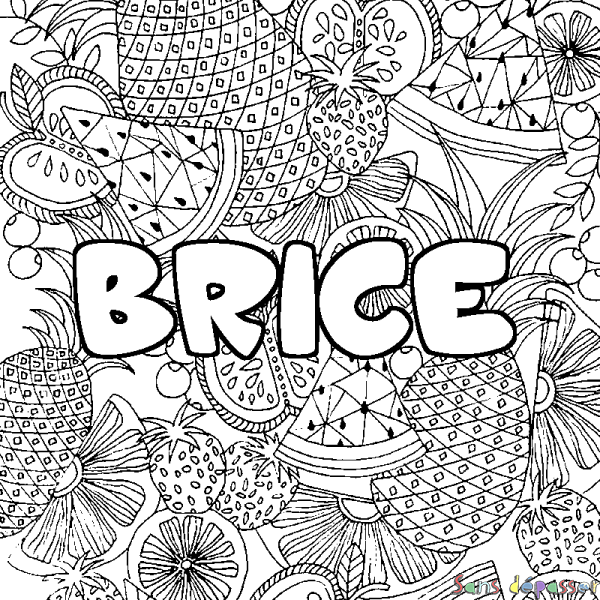 Coloriage prénom BRICE - d&eacute;cor Mandala fruits