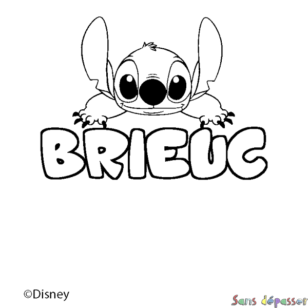 Coloriage pr&eacute;nom BRIEUC - d&eacute;cor Stitch