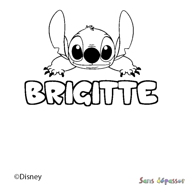 Coloriage pr&eacute;nom BRIGITTE - d&eacute;cor Stitch