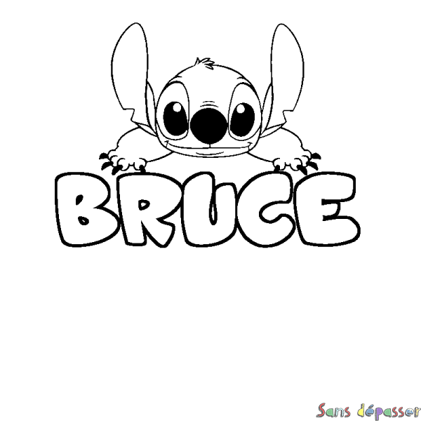 Coloriage prénom BRUCE - d&eacute;cor Stitch