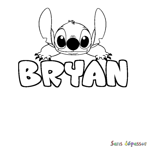 Coloriage prénom BRYAN - d&eacute;cor Stitch