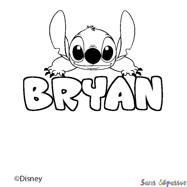 Coloriage pr&eacute;nom BRYAN - d&eacute;cor Stitch