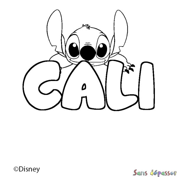 Coloriage pr&eacute;nom CALI - d&eacute;cor Stitch