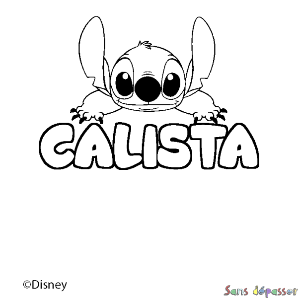 Coloriage pr&eacute;nom CALISTA - d&eacute;cor Stitch