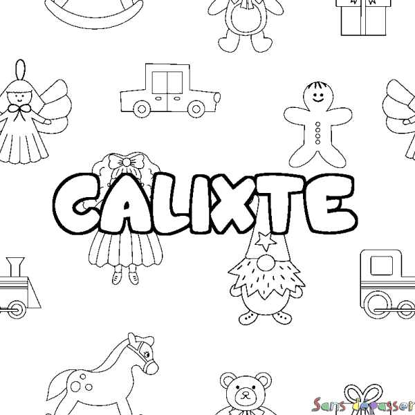 Coloriage prénom CALIXTE - d&eacute;cor Jouets