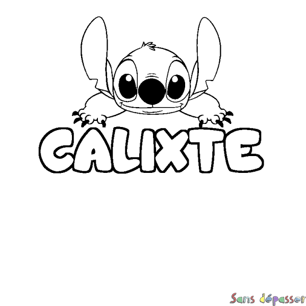 Coloriage prénom CALIXTE - d&eacute;cor Stitch