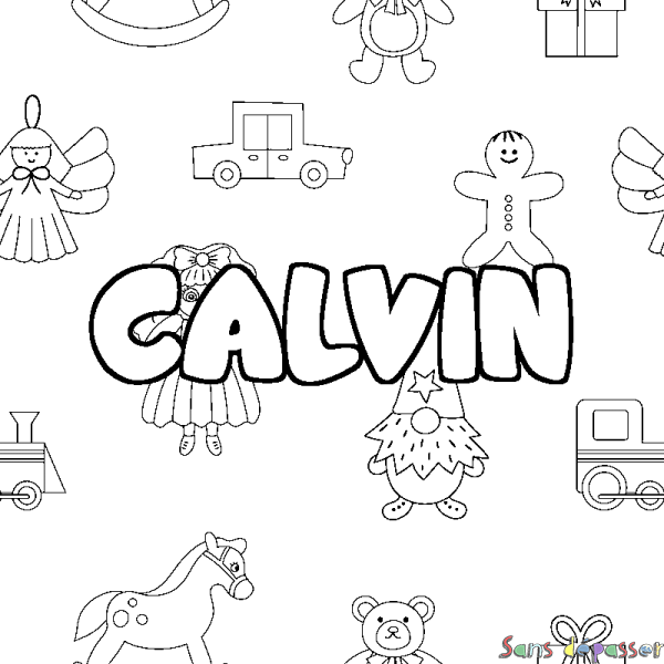 Coloriage prénom CALVIN - d&eacute;cor Jouets