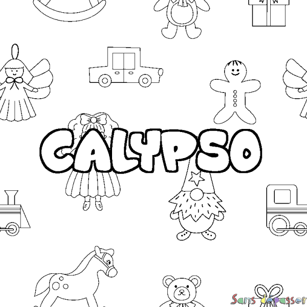 Coloriage pr&eacute;nom CALYPSO - d&eacute;cor Jouets
