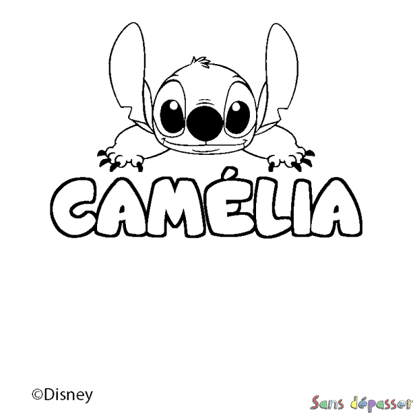 Coloriage pr&eacute;nom CAM&Eacute;LIA - d&eacute;cor Stitch