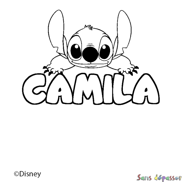 Coloriage pr&eacute;nom CAMILA - d&eacute;cor Stitch