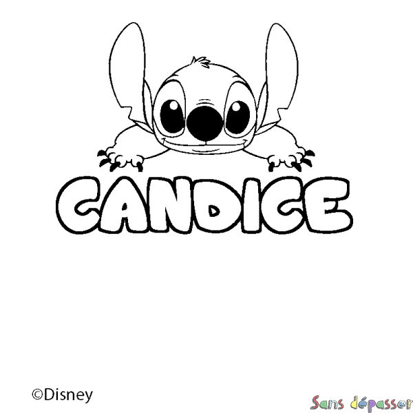 Coloriage pr&eacute;nom CANDICE - d&eacute;cor Stitch