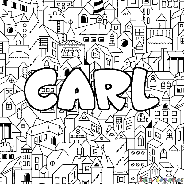 Coloriage prénom CARL - d&eacute;cor Ville