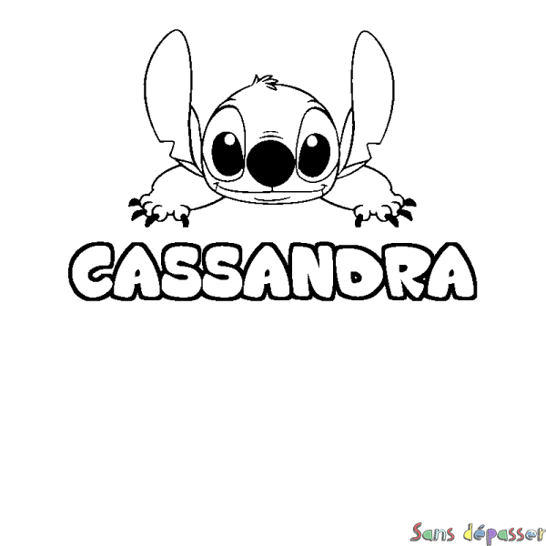 Coloriage prénom CASSANDRA - d&eacute;cor Stitch