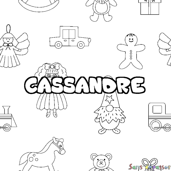 Coloriage prénom CASSANDRE - d&eacute;cor Jouets