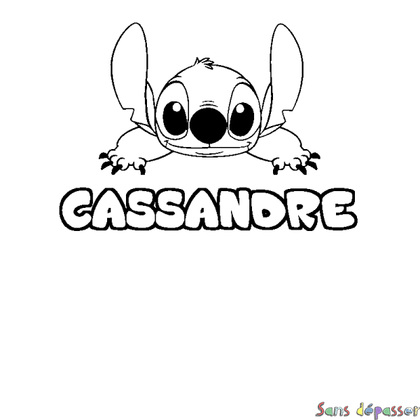 Coloriage prénom CASSANDRE - d&eacute;cor Stitch