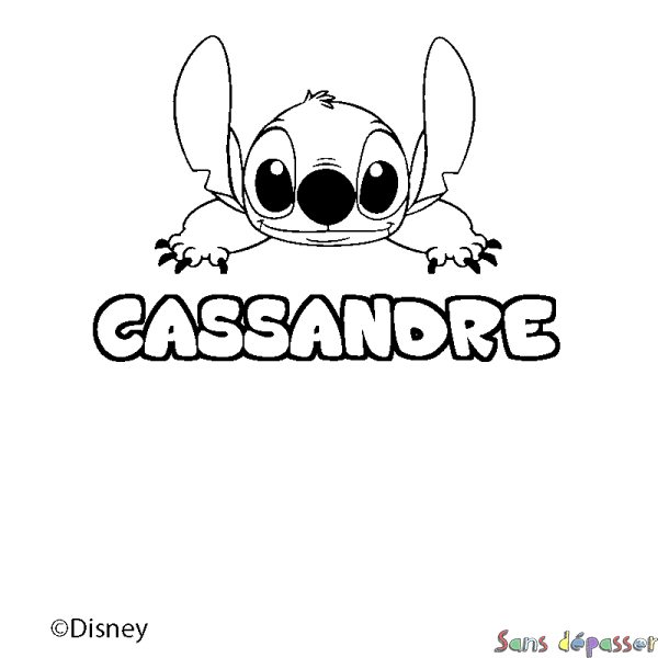 Coloriage pr&eacute;nom CASSANDRE - d&eacute;cor Stitch