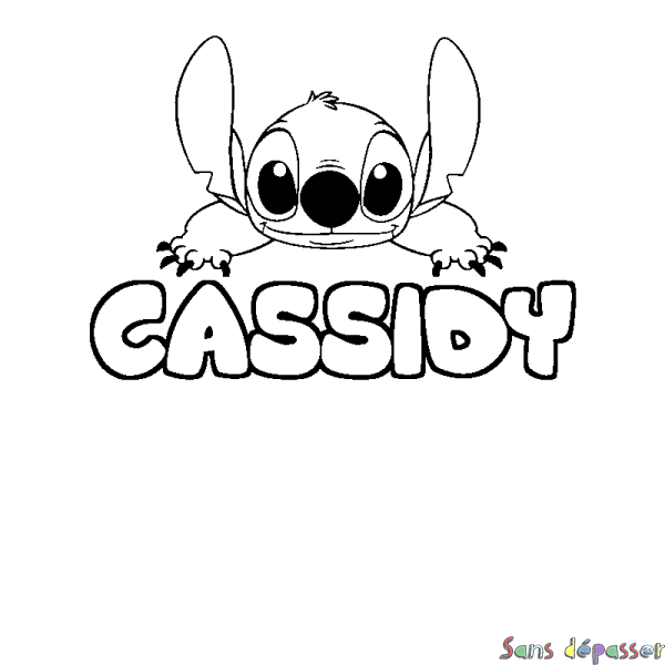 Coloriage prénom CASSIDY - d&eacute;cor Stitch