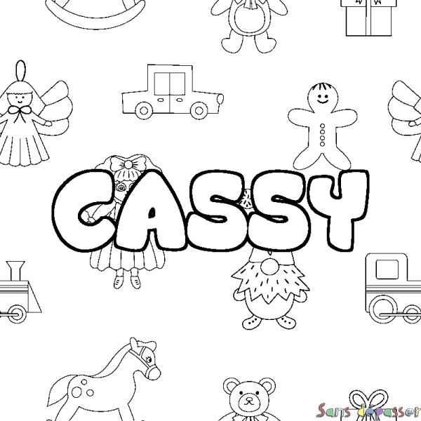 Coloriage prénom CASSY - d&eacute;cor Jouets
