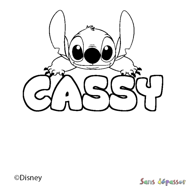 Coloriage pr&eacute;nom CASSY - d&eacute;cor Stitch
