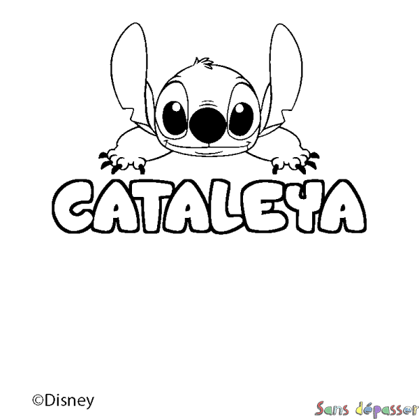 Coloriage pr&eacute;nom CATALEYA - d&eacute;cor Stitch