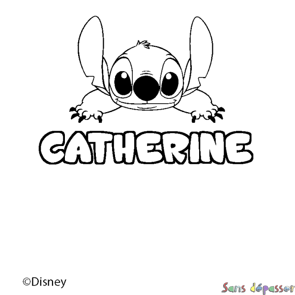 Coloriage pr&eacute;nom CATHERINE - d&eacute;cor Stitch