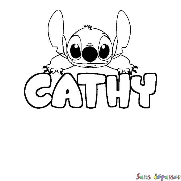 Coloriage prénom CATHY - d&eacute;cor Stitch