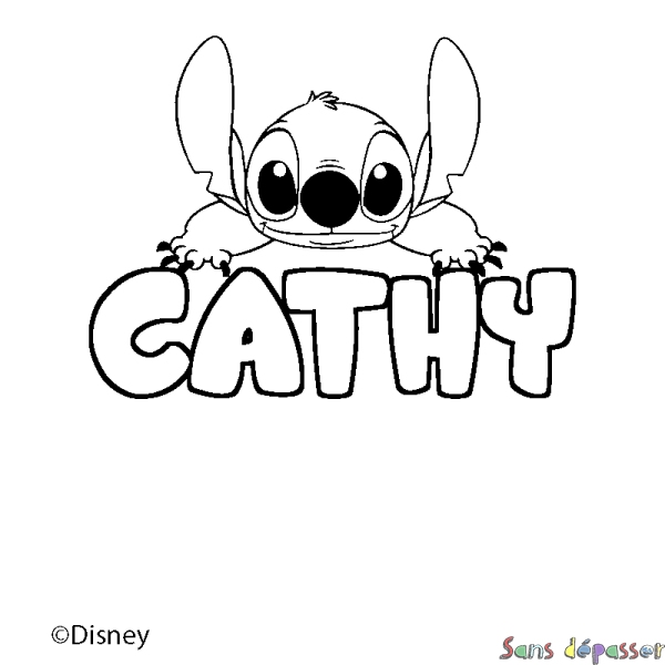 Coloriage pr&eacute;nom CATHY - d&eacute;cor Stitch