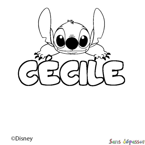 Coloriage pr&eacute;nom C&Eacute;CILE - d&eacute;cor Stitch