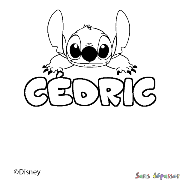Coloriage pr&eacute;nom C&Eacute;DRIC - d&eacute;cor Stitch