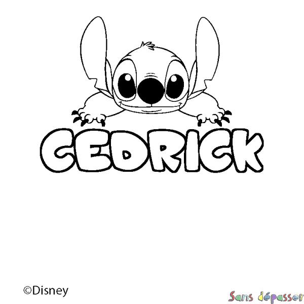 Coloriage pr&eacute;nom CEDRICK - d&eacute;cor Stitch