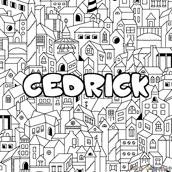 Coloriage prénom CEDRICK - d&eacute;cor Ville