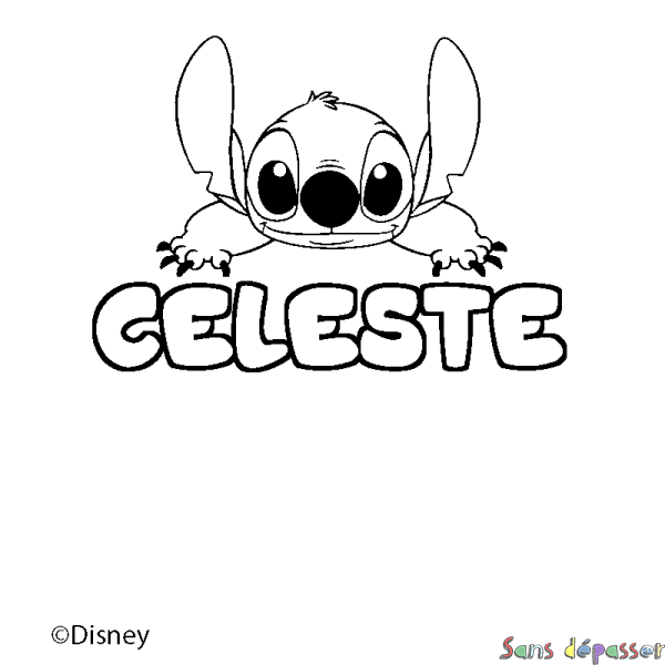 Coloriage pr&eacute;nom CELESTE - d&eacute;cor Stitch