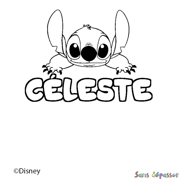 Coloriage pr&eacute;nom C&Eacute;LESTE - d&eacute;cor Stitch