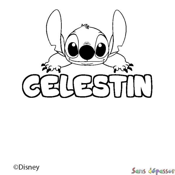 Coloriage pr&eacute;nom CELESTIN - d&eacute;cor Stitch