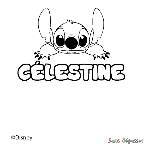 Coloriage pr&eacute;nom C&Eacute;LESTINE - d&eacute;cor Stitch