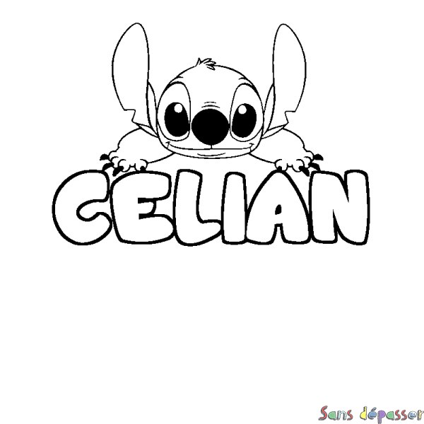 Coloriage prénom CELIAN - d&eacute;cor Stitch