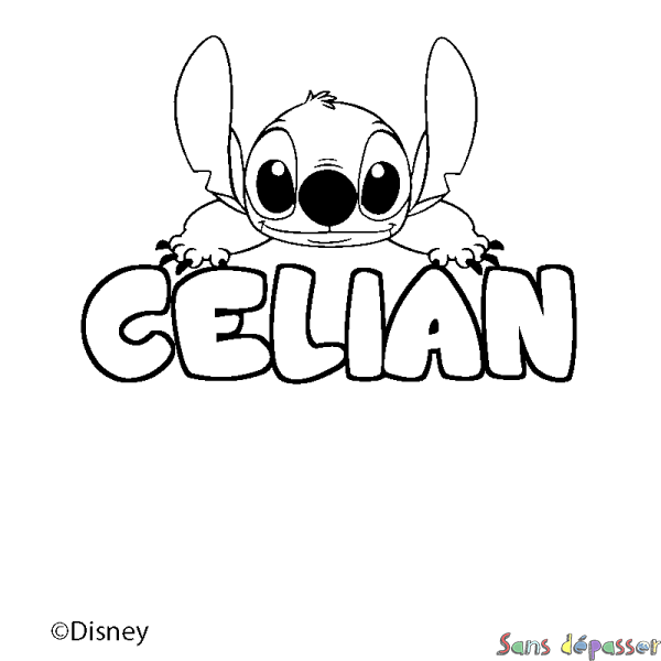 Coloriage pr&eacute;nom CELIAN - d&eacute;cor Stitch