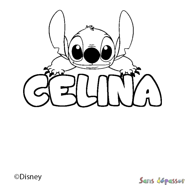 Coloriage pr&eacute;nom CELINA - d&eacute;cor Stitch