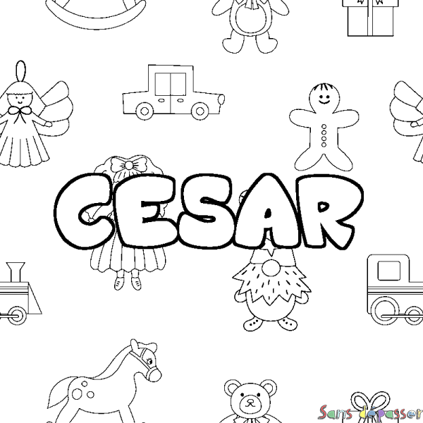 Coloriage prénom CESAR - d&eacute;cor Jouets