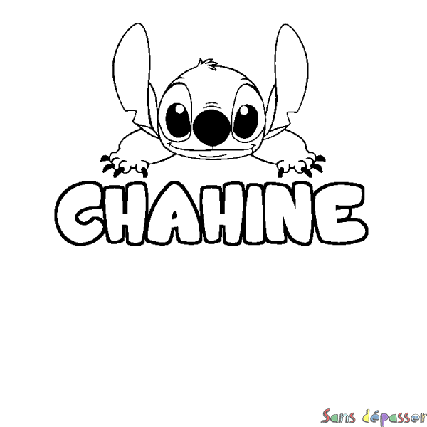Coloriage prénom CHAHINE - d&eacute;cor Stitch