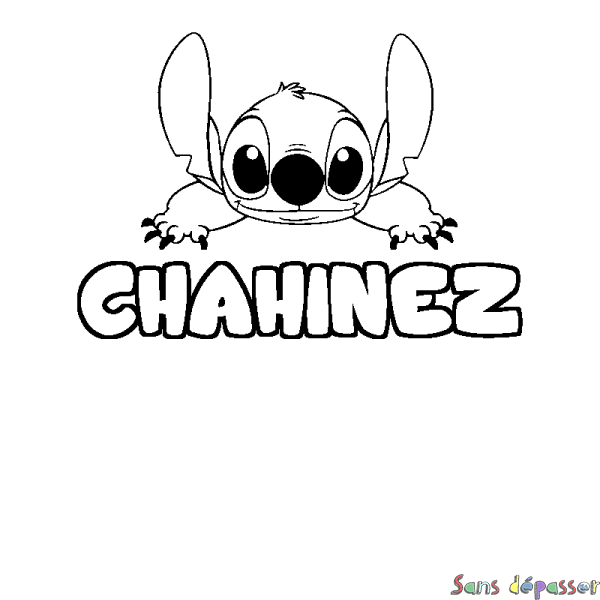 Coloriage prénom CHAHINEZ - d&eacute;cor Stitch